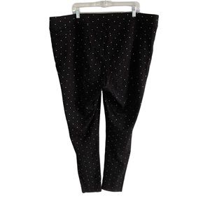 ADX Slims Silver Dot Print Black Leggings By Allison Daley Size 3X (24w-26w)